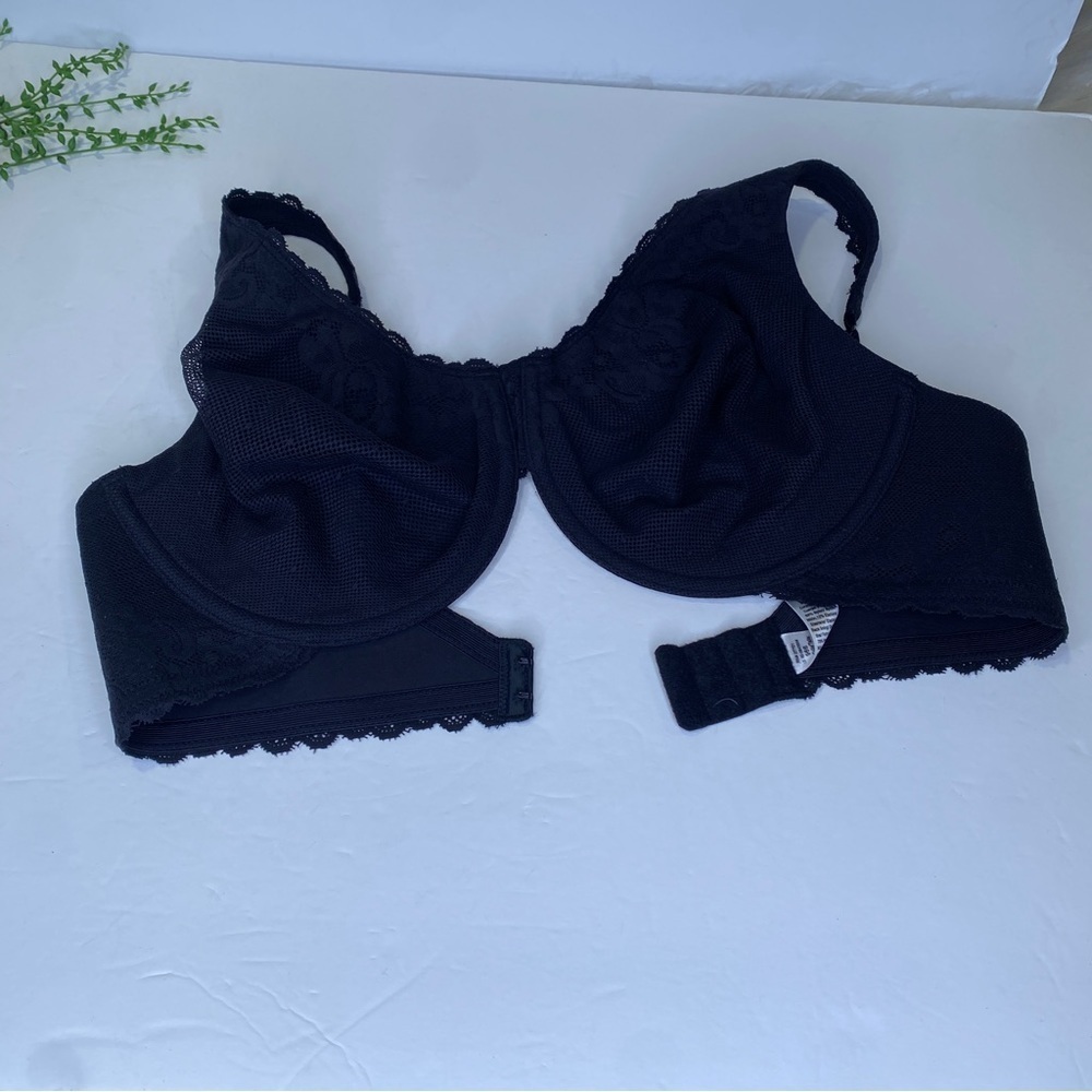 Lilyette Maidenform Black Mesh Scallop Edge Underwire Bra Size 38D